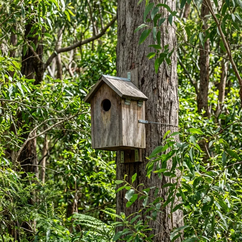 Animal nesting box installed as a humane alternative to a Seville roof cavity