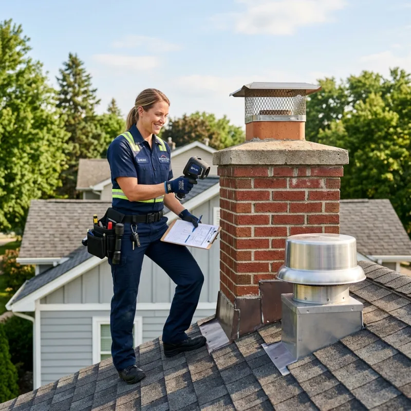 Technician inspecting a Seville roof cavity and ductwork for a dead bird