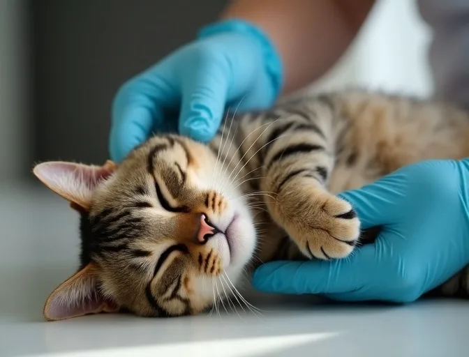 Specialist carefully handling a deceased cat with dignity in Seville